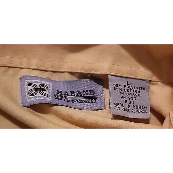 Haband Mens Button Up Shirt Yellow Embroidered Large - Picture 3 of 12